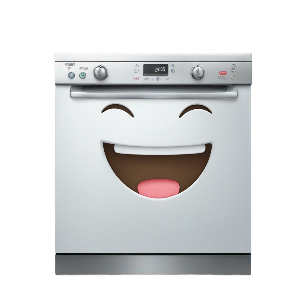 genmoji : A happy dishwasher with a face