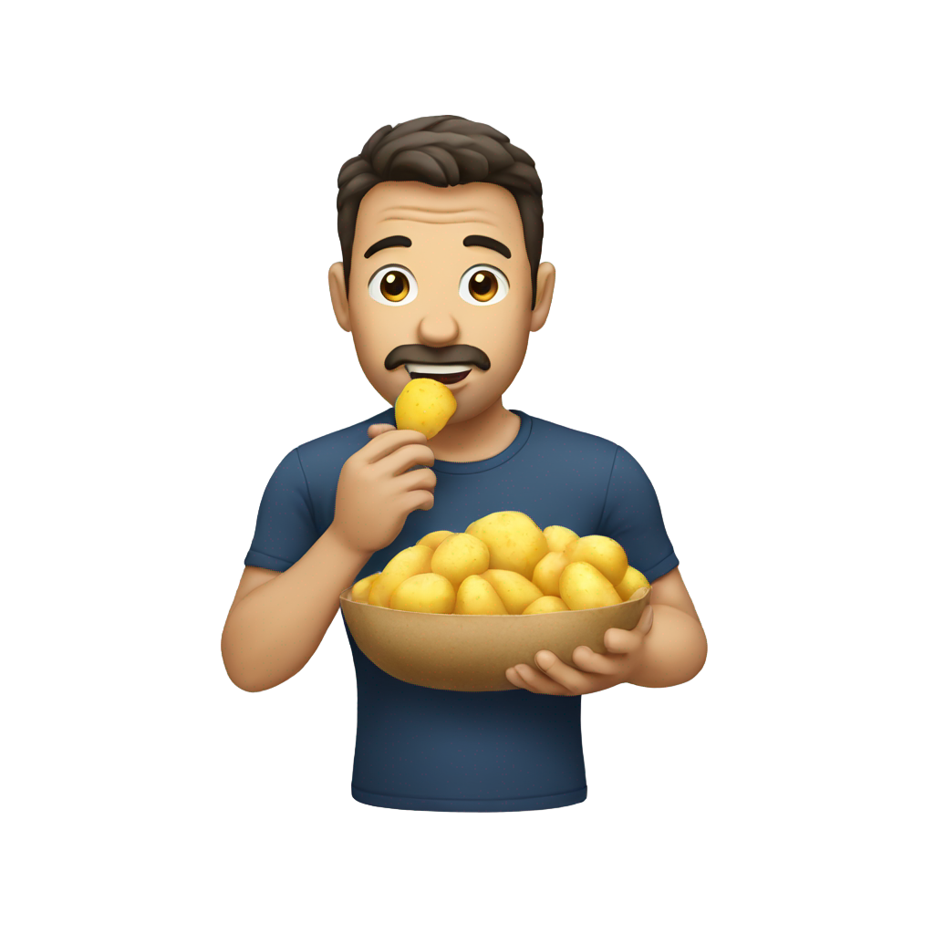 genmoji: A man eating a potato