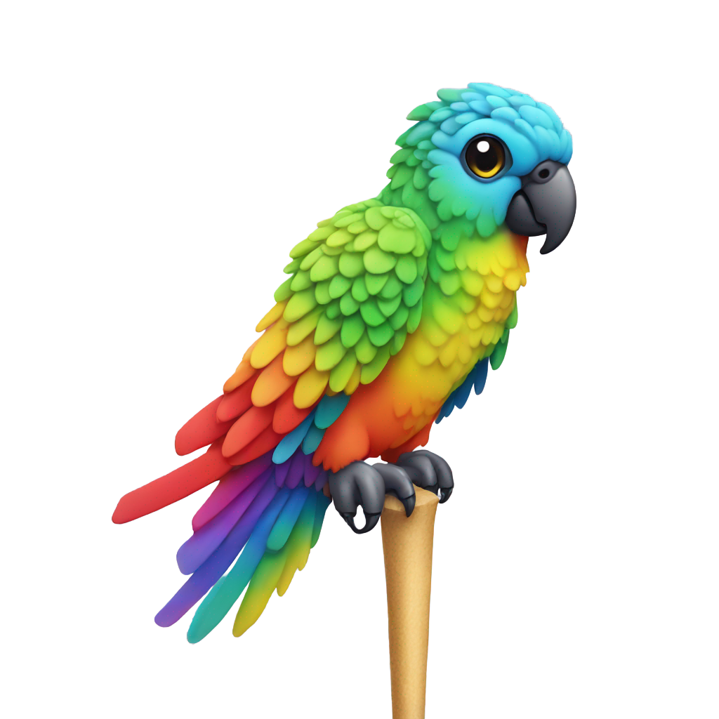 genmoji : A parrot out of rainbow colored ice on a stick