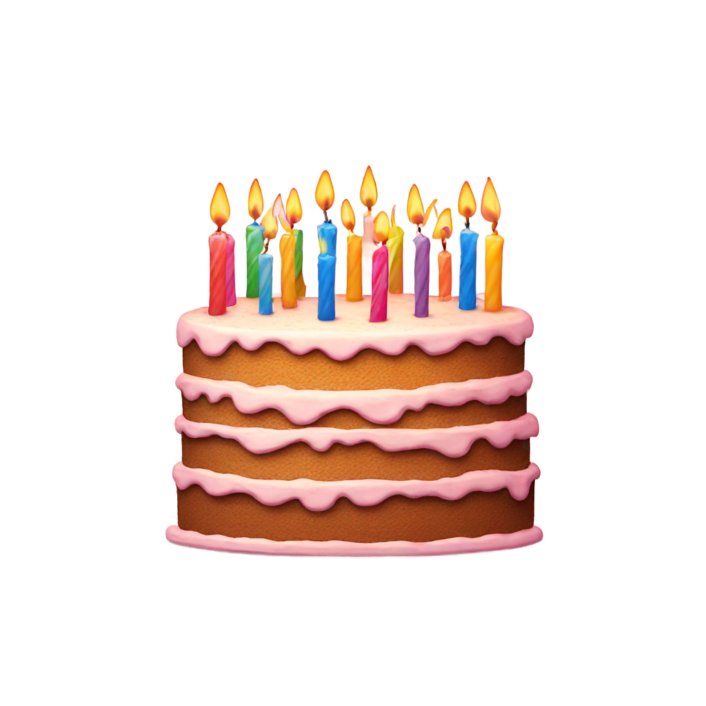 genmoji: Birthday cake with lots of candles