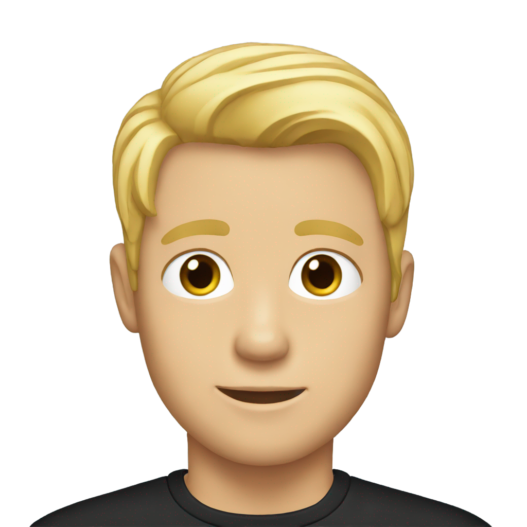 genmoji: Blonde haired man with black t-shirt