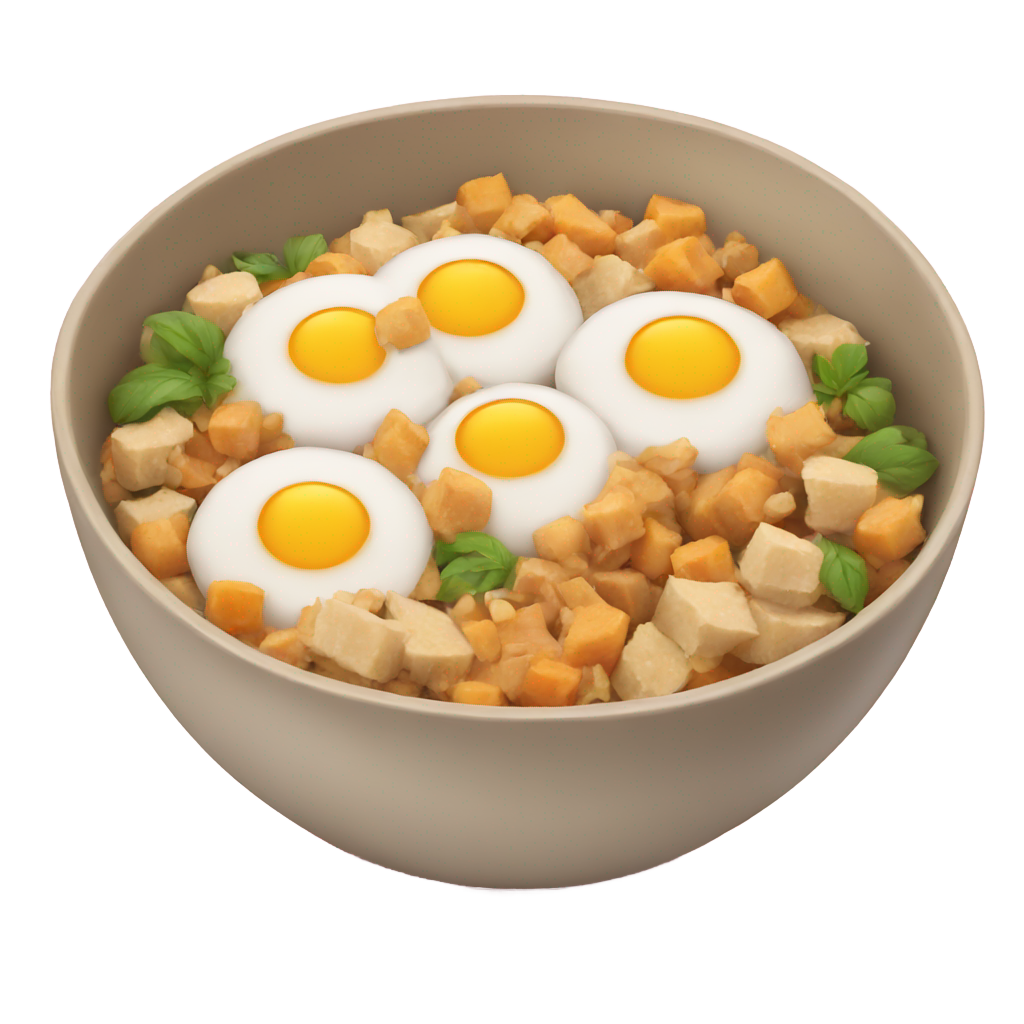 genmoji: bowl with food for cats