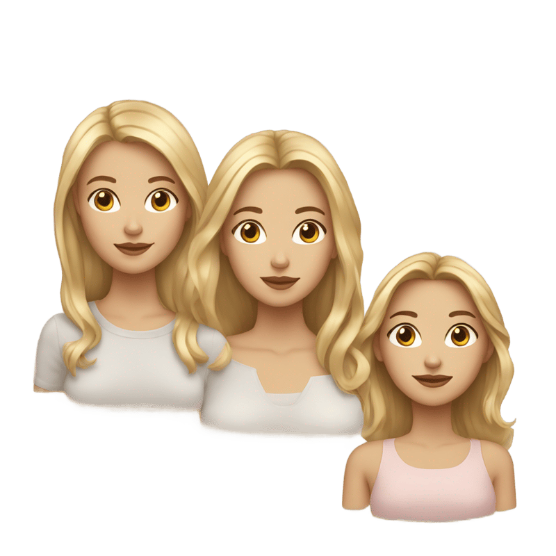 3 female friends with light skin one with blond hair and 2 with brown hair