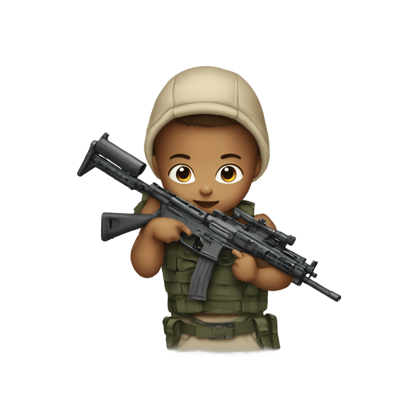 a baby with an assault rifle