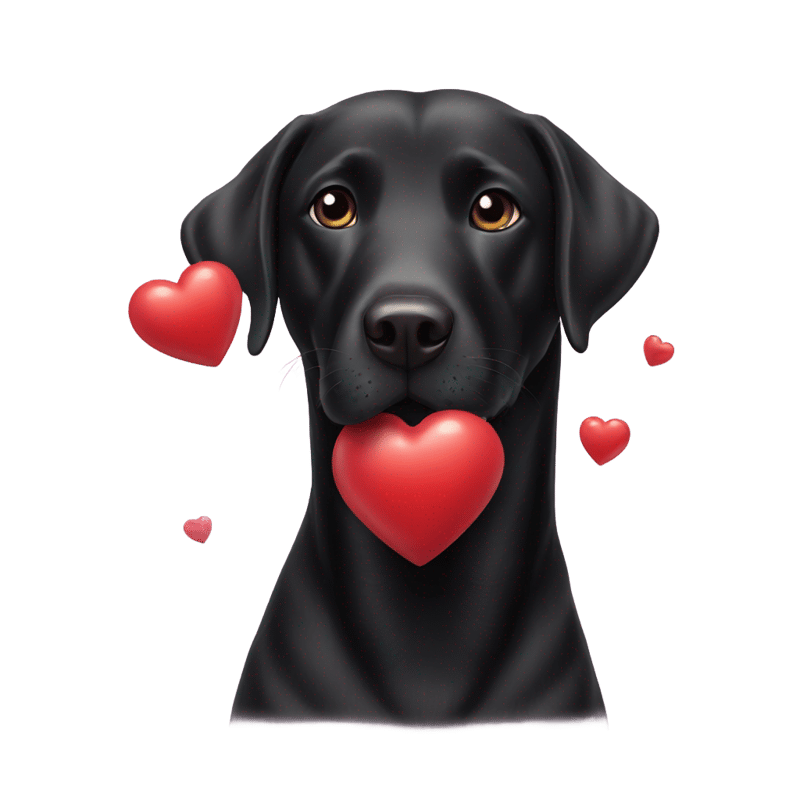 A black labrador retriever blowing a heart kiss.