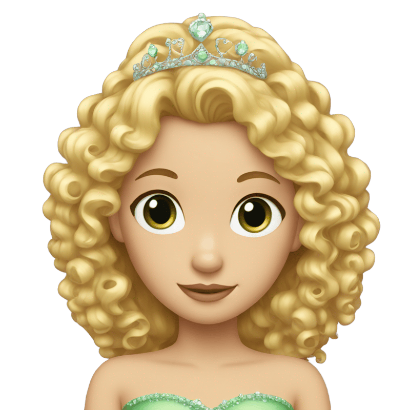 A blonde princess with curly hair and a tiara - green eyes