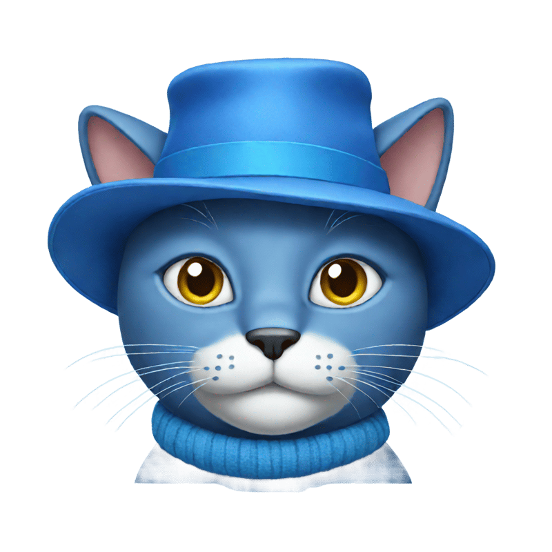 a blue cat with a hat