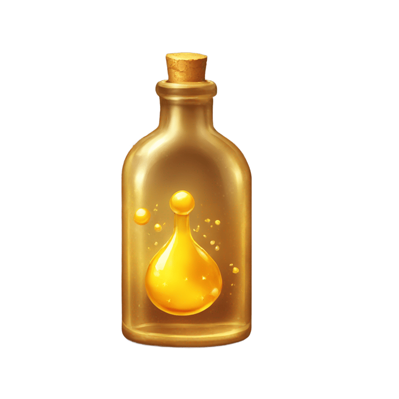 A bottle of golden magic potion