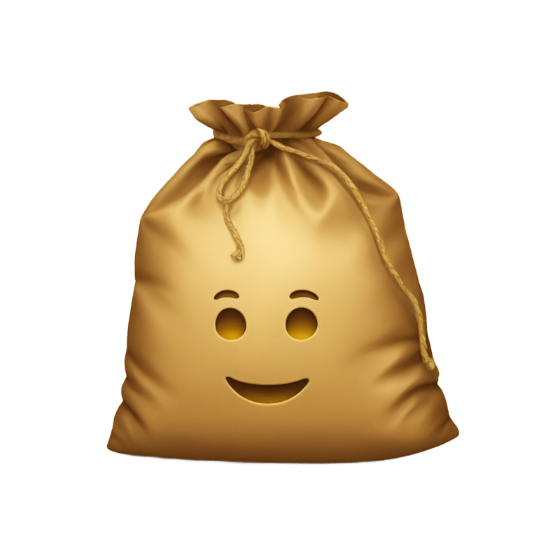 A brown bag with gold dust coming out of it