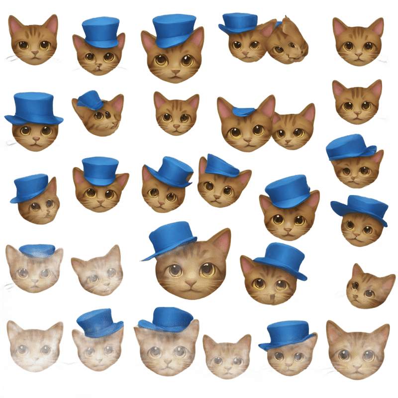 a brown cat with blue hats