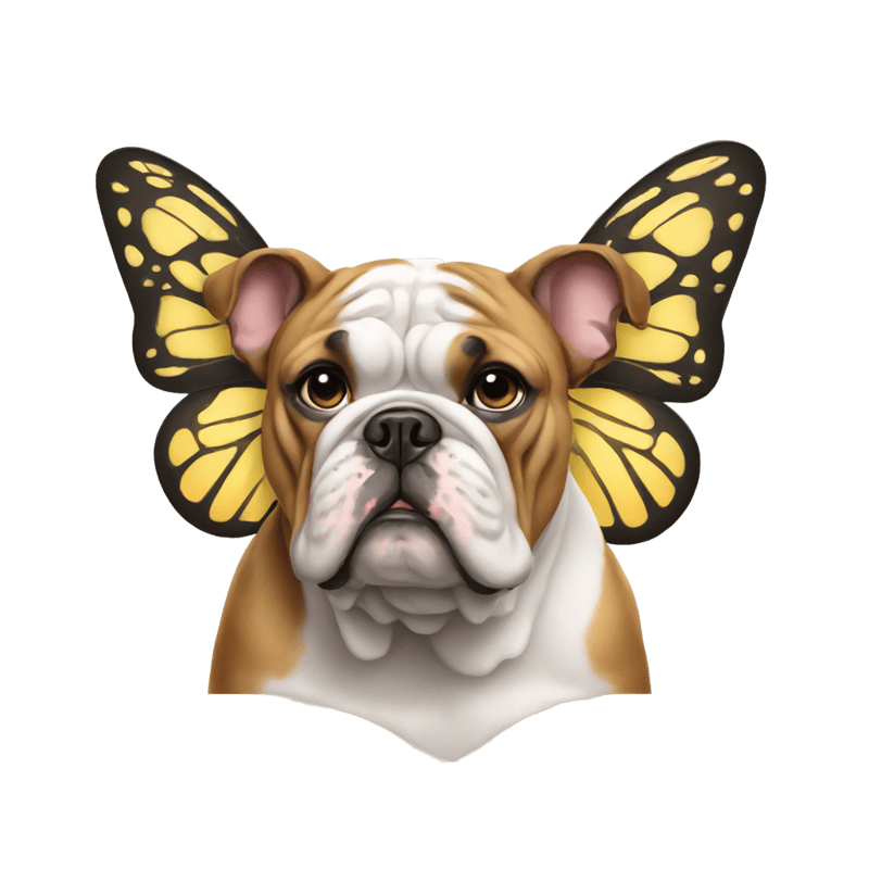 a bulldog with butter fly wings