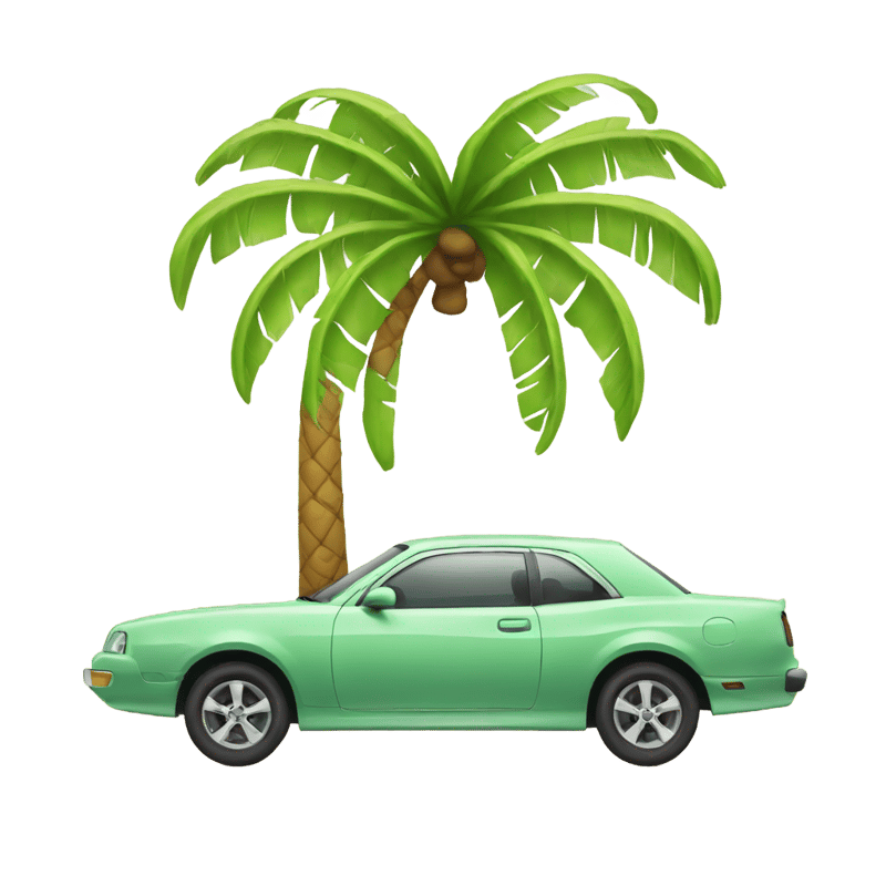 A car forward to the palm tree