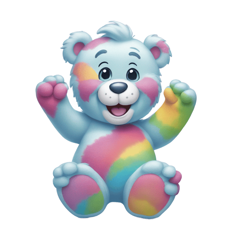 A care bear in a good mood