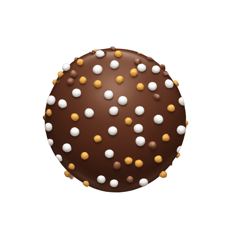 A chocolate ball with chocolate sprinkles on top.