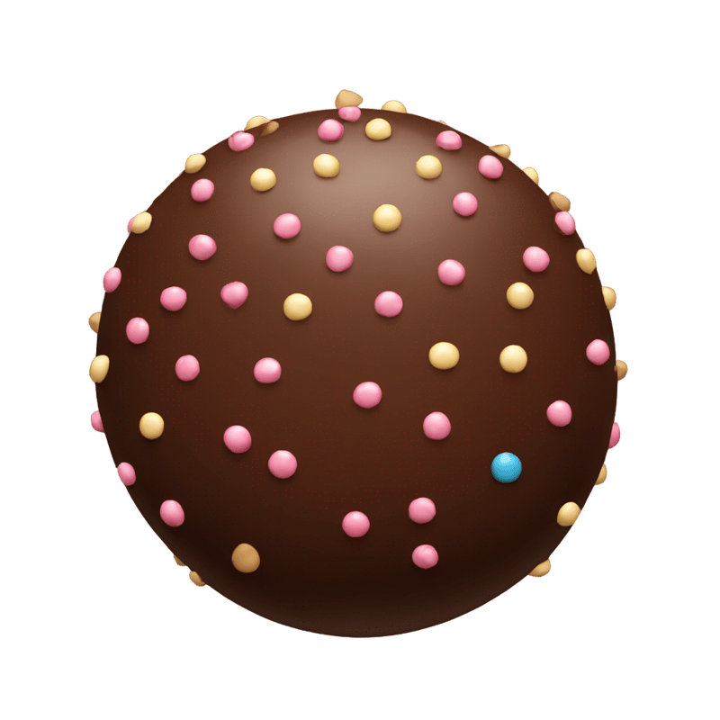 A chocolate ball with chocolate sprinkles on top.