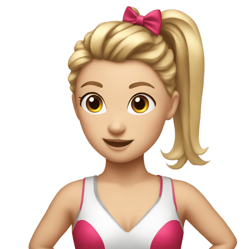 A competition Cheerleader with a high ponytail and a bow