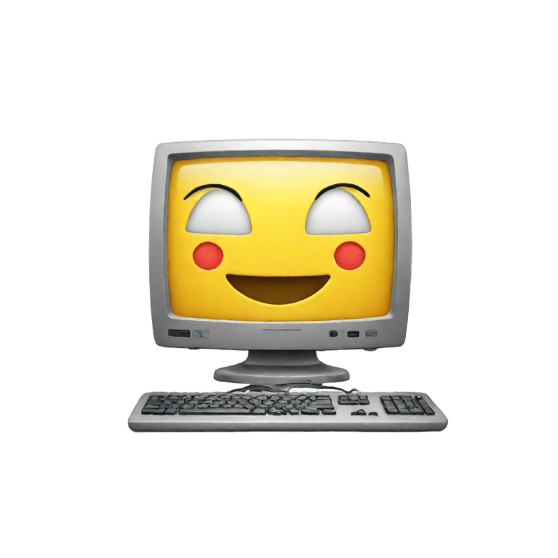 a computer with a smiley face