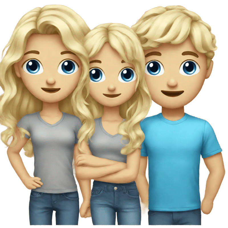 a couple of a blonde wavy hair blue eyed girl and blonde hair blue eyes boy with blunt bangs