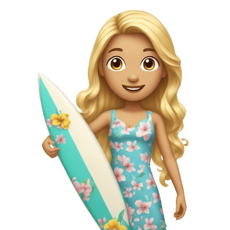 A girl wearing a dress and also surfing and taking a selfie