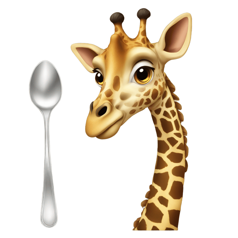 a girraffe with a spoon