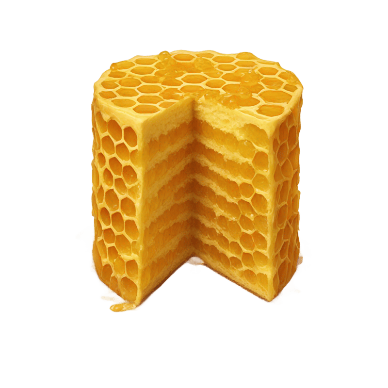 A honeycomb-shaped cake