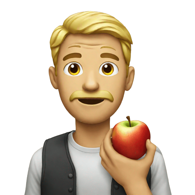 a man eating an apple