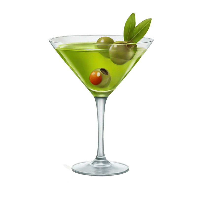 a martini with 3 olives, no other garnishes