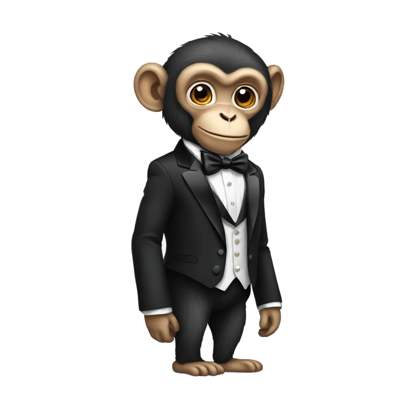 A monkey wearing a tux