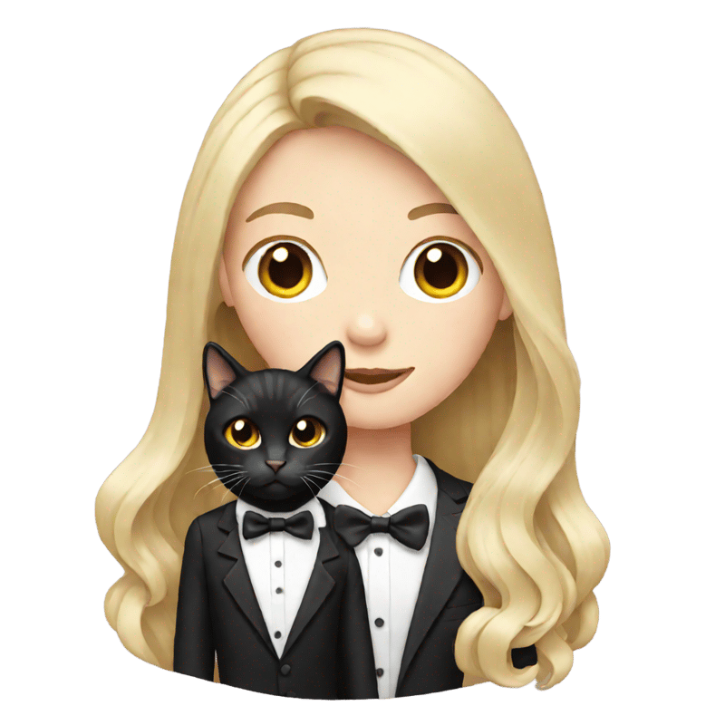 A pale girl with long brunette hair holding a tuxedo cat