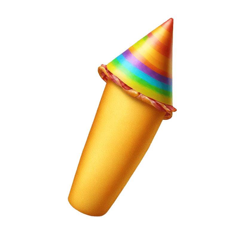 a party hat with a rainbow bacon