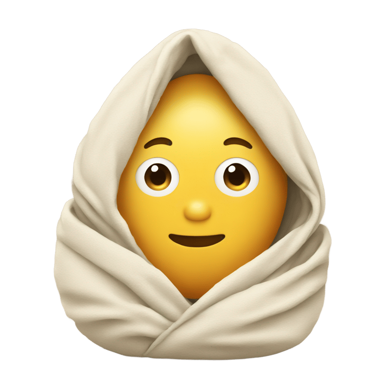 a person wrapped in a blanket so they look like an egg