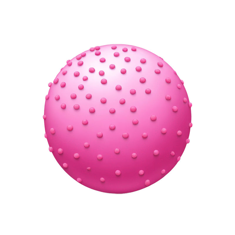 A pink ball with pink sprinkles on top.