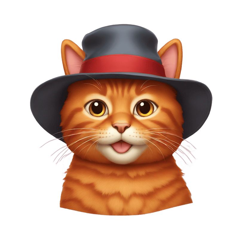 a red cat with a hat