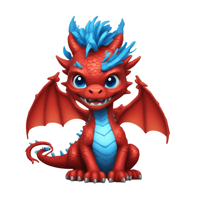 a red dragon with blue laser eyes