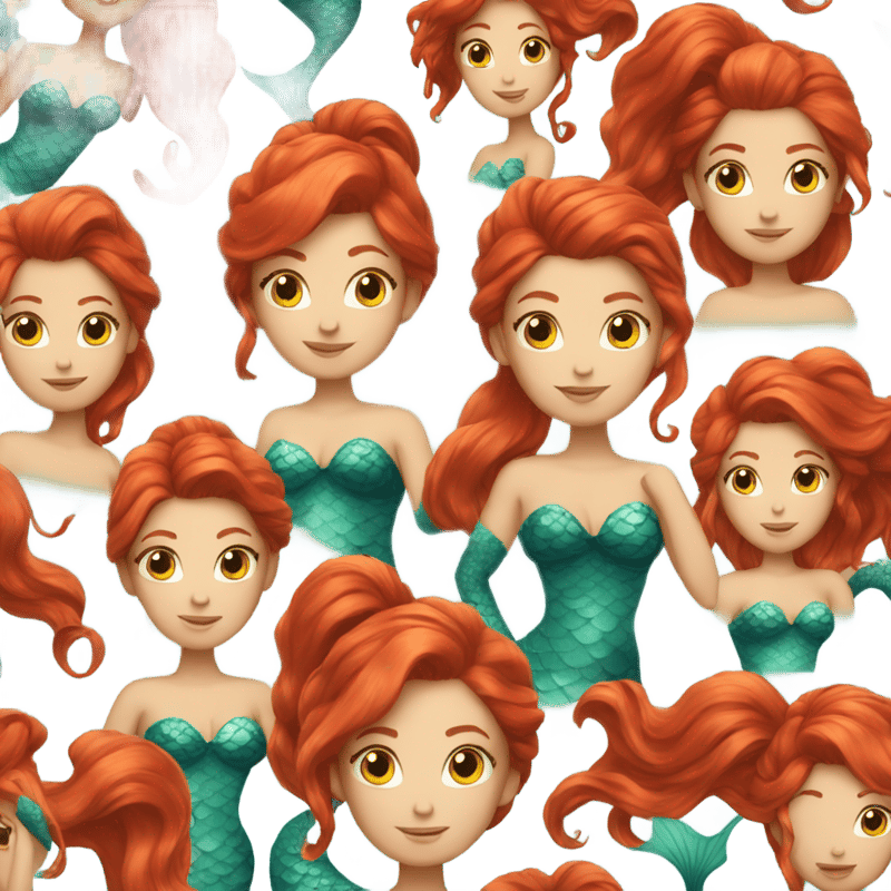 A red-haired mermaid has her hair in a ponytail