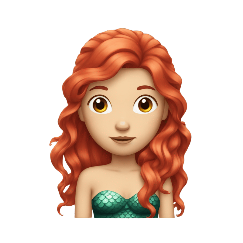 A red-haired mermaid with her hair down