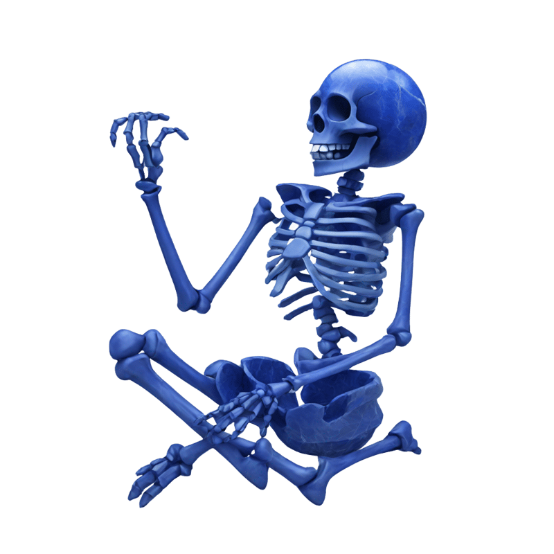 A skeleton made out of lapis lazuli