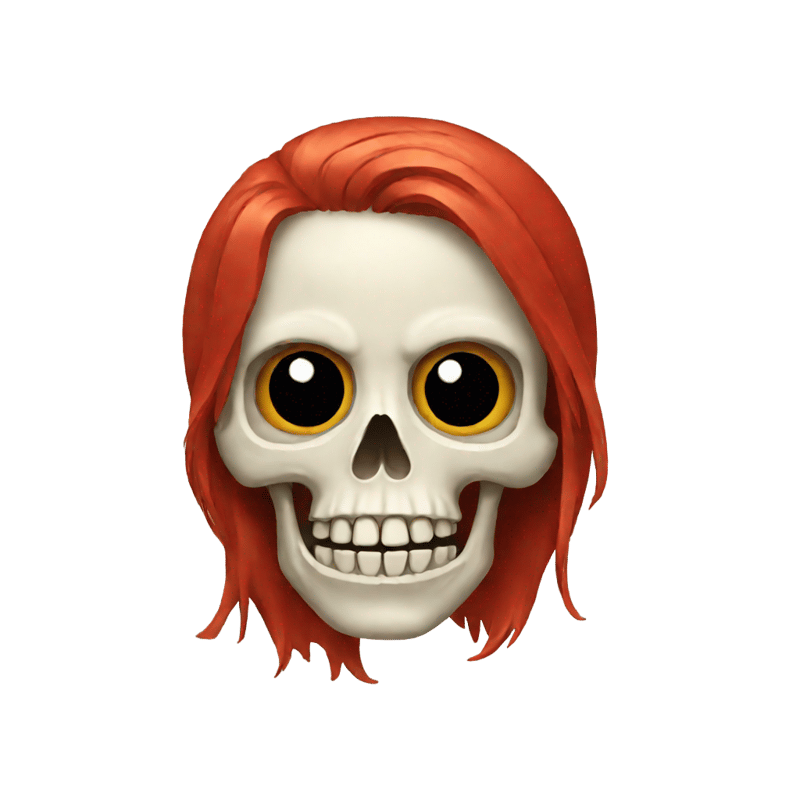 A skull with red hair