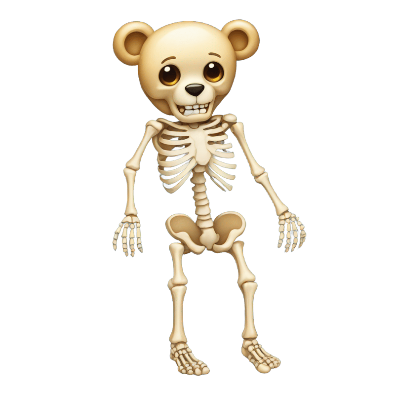 A teddy bear skeleton with hot feet