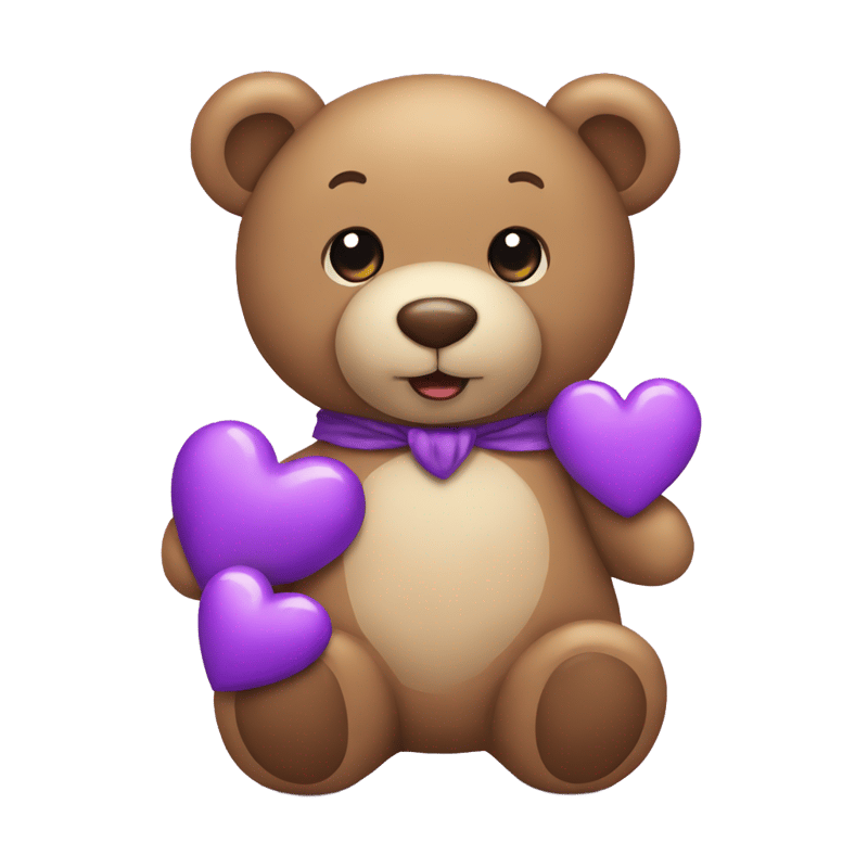 A teddy bear with a purple heart