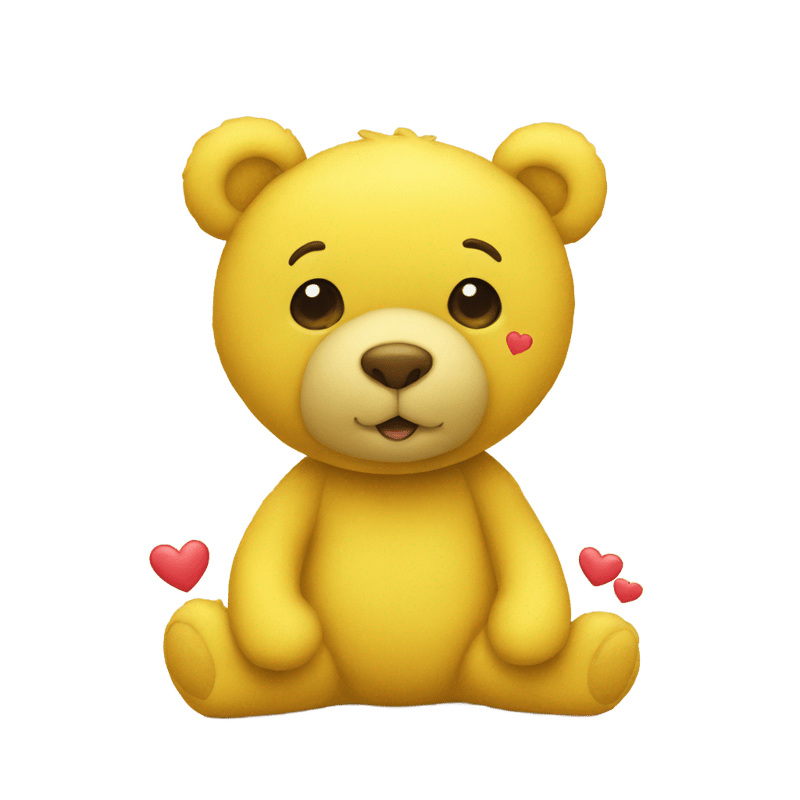 A yellow Teddy bear with hearts