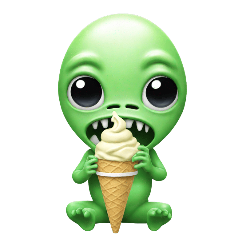 Alien eating vanilla ice cream