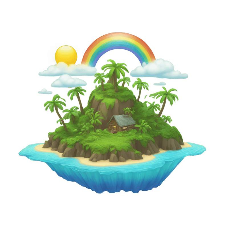 An island made up of several rainbows