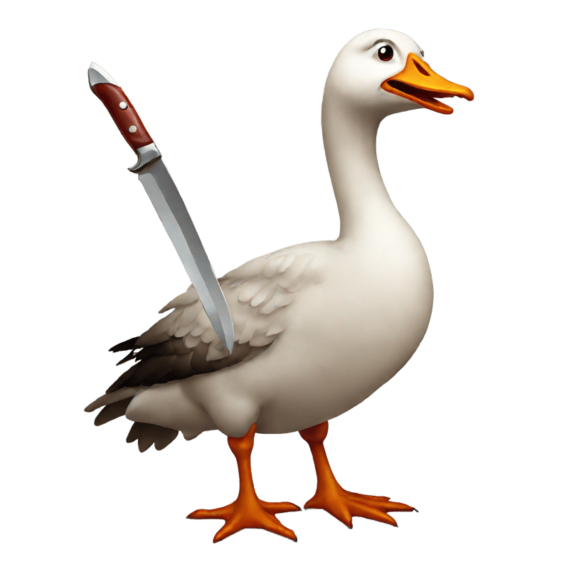 angry goose with a bloody knife