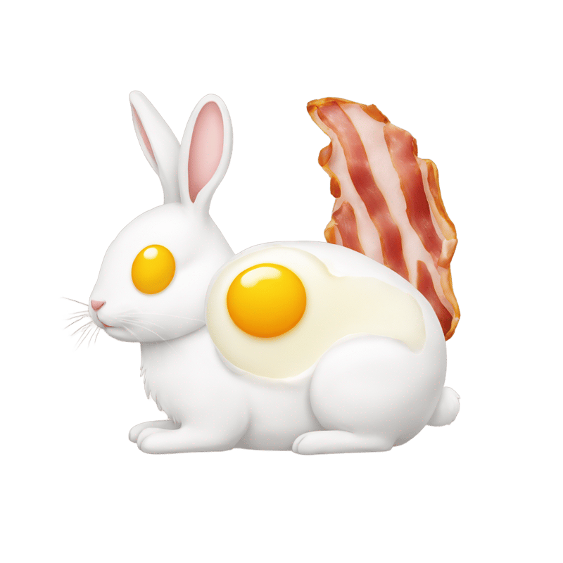 bacon and eggs on a bunny