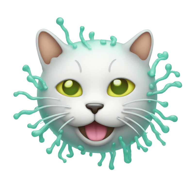 Bacteria cat with closed eyes