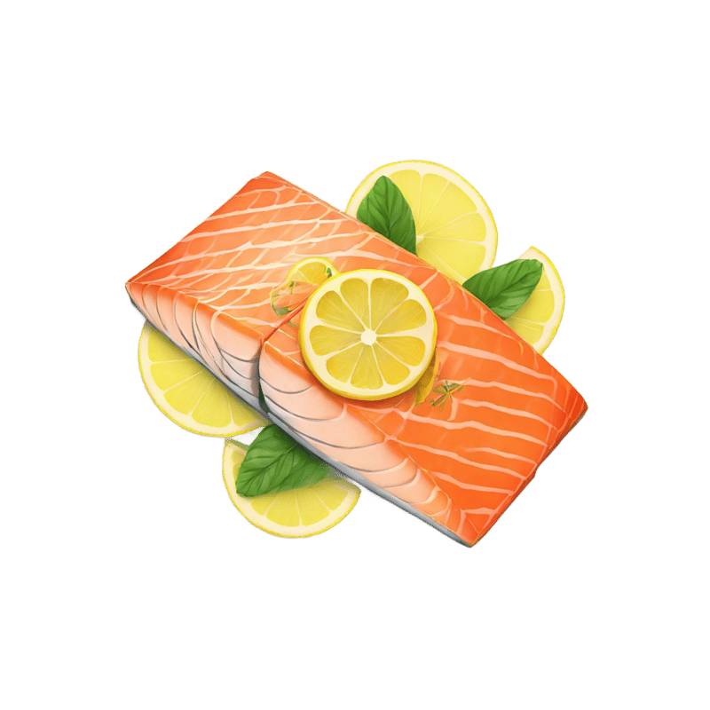 baked salmon with a slice of lemon