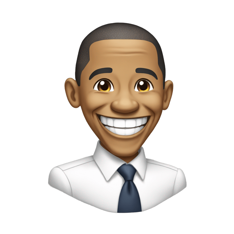 Barrack Obama as a laughing emoji 😂