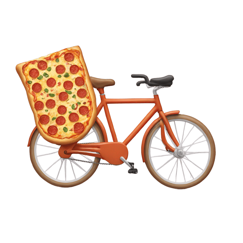 Bicycle with pizzas for wheels