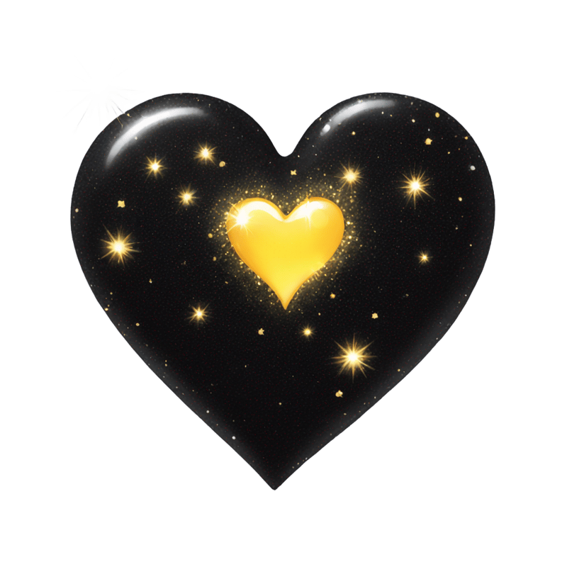 Black heart with three big sparkles